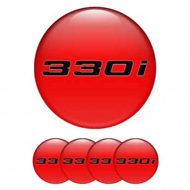 BMW Emblems for Center Wheel Caps Red 330i Black Logo