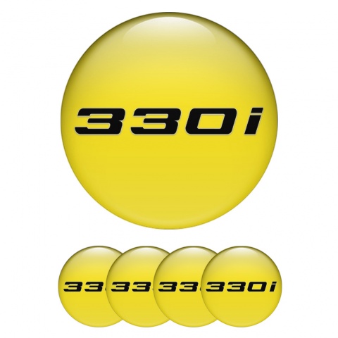 BMW Wheel Emblem for Center Caps Yellow 330i Black Logo