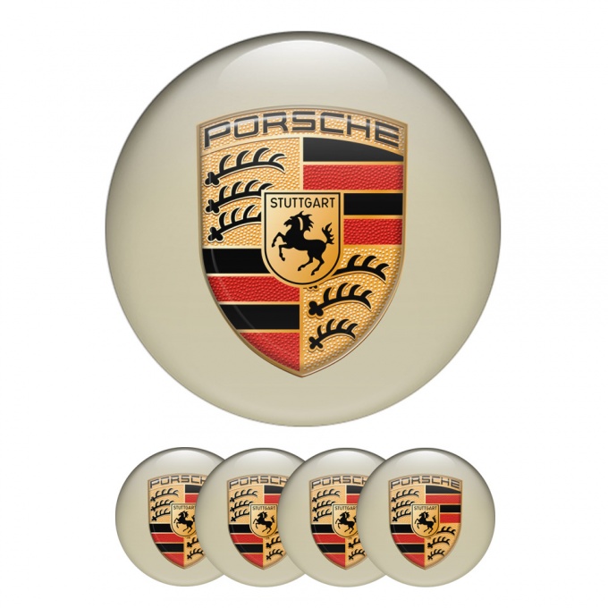 Porsche Silicone Stickers Gold Metallic 539 3D Multicolor Logo