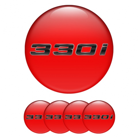 BMW Center Caps Wheel Emblem Red 330i Metallic Logo