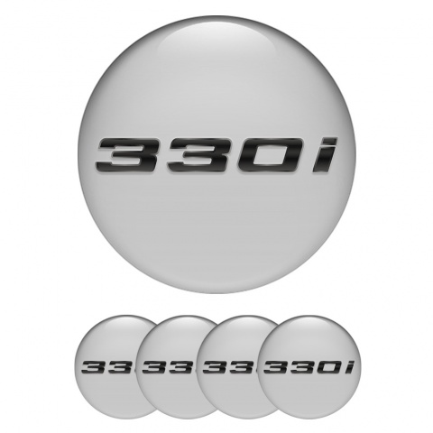 BMW Domed Stickers for Wheel Center Caps Grey 330i Metallic Logo
