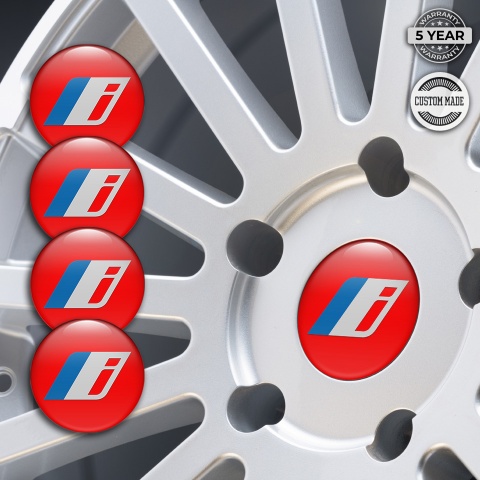BMW Center Wheel Caps Stickers Red Electric Series