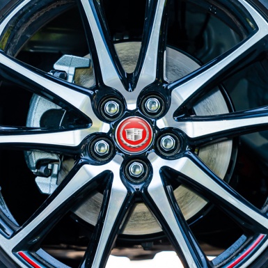 Cadillac Wheel Emblem for Center Caps Red Silver Logo