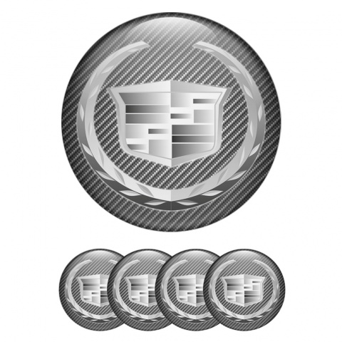 Cadillac Emblem for Wheel Center Caps Carbon Silver Logo