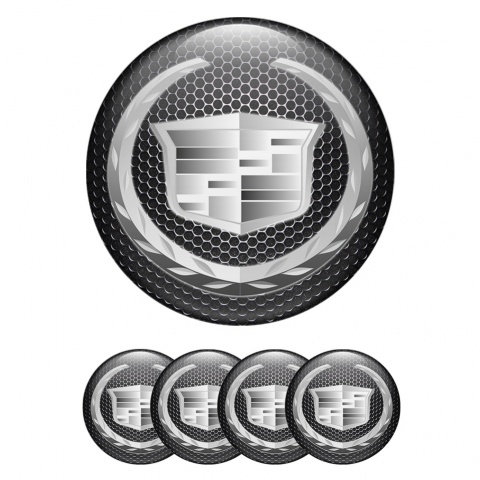 Cadillac Emblem for Center Wheel Caps Dark Grate Silver Logo