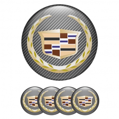 Cadillac Wheel Emblem for Center Caps Carbon Gold Logo
