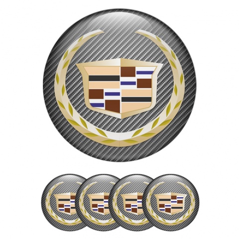 Cadillac Wheel Emblem for Center Caps Carbon Gold Logo