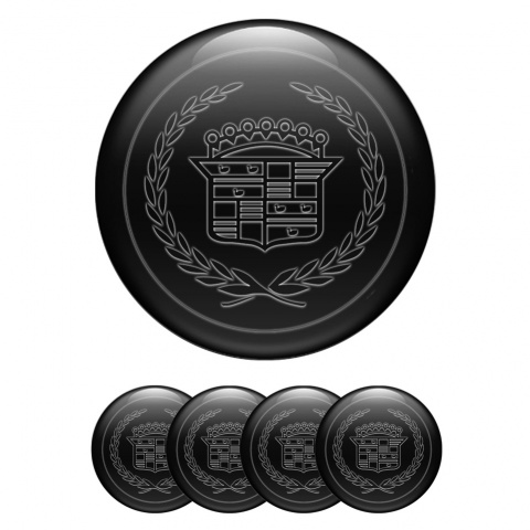 Cadillac Stickers for Wheels Center Caps Black Dark Laurel Logo