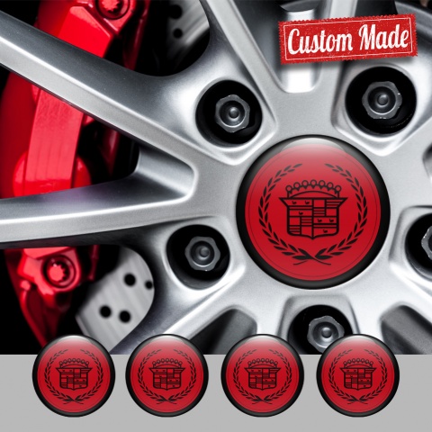 Cadillac Emblem for Wheel Center Caps Red Dark Laurel Logo