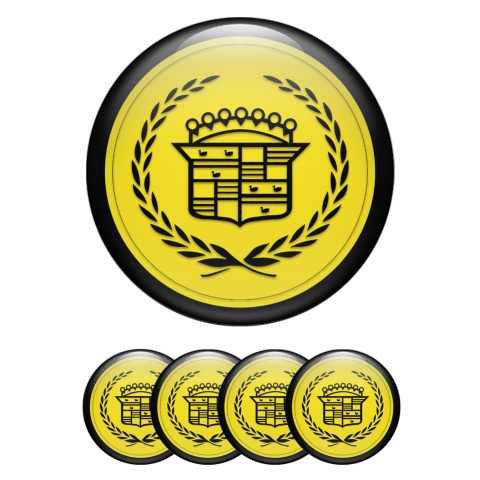 Cadillac Emblem for Center Wheel Caps Yellow Dark Laurel Logo