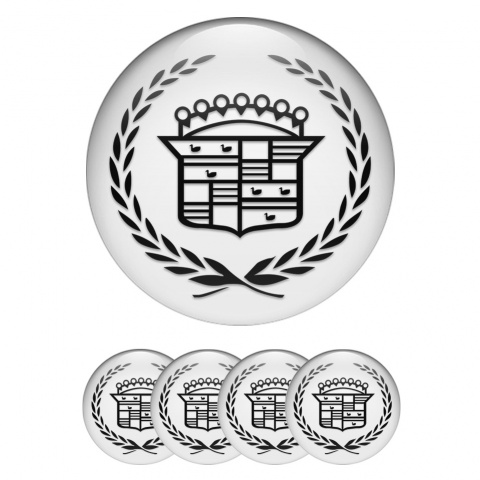 Cadillac Emblem for Wheel Center Caps Pearl Black Laurel Motif