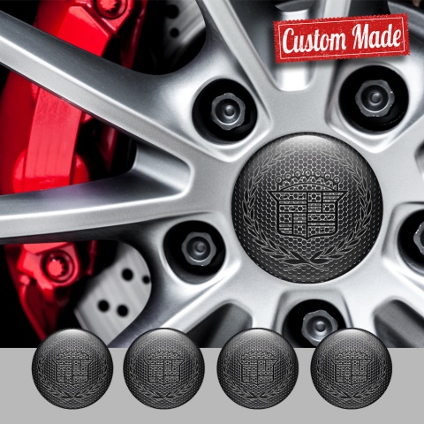 Cadillac Center Caps Wheel Emblem Metal Grate Black Laurel Motif