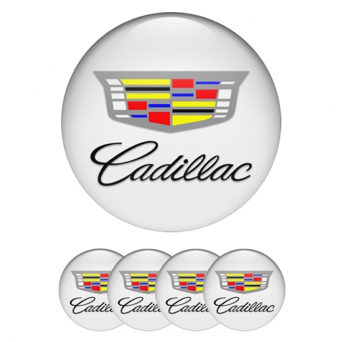 Cadillac Wheel Stickers for Center Caps White Color Shield Variant