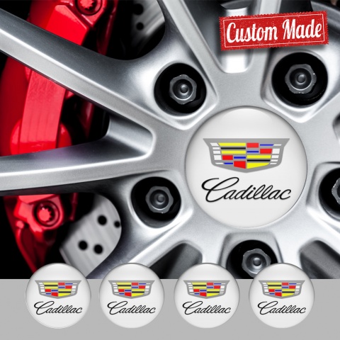 Cadillac Wheel Stickers for Center Caps White Color Shield Variant