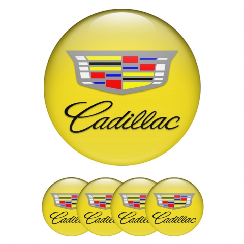 Cadillac Wheel Stickers for Center Caps Yellow Color Shield Variant
