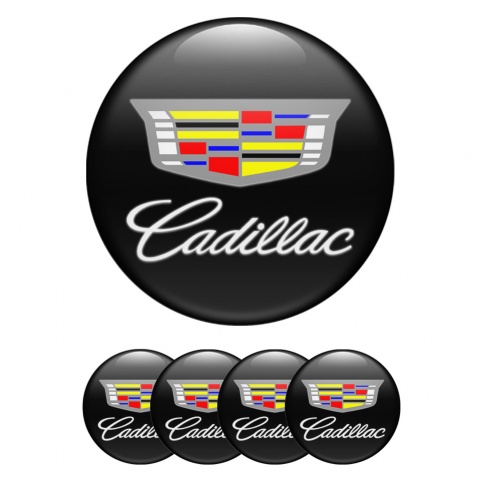 Cadillac Silicone Stickers for Center Wheel Caps Black White Characters