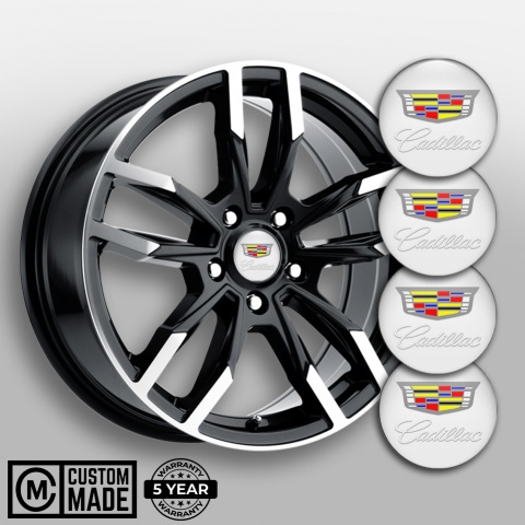 Cadillac Domed Stickers for Wheel Center Caps Pearl White Characters