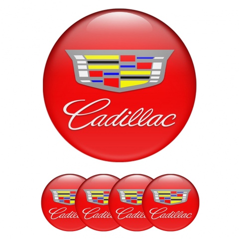 Cadillac Wheel Emblem for Center Caps Red White Characters