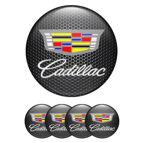 Cadillac Center Wheel Caps Stickers Dark Grate White Characters