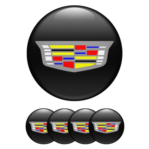 Cadillac Emblems for Center Wheel Caps Black Large Color Logo