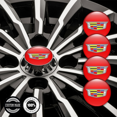 Cadillac Silicone Stickers for Center Wheel Caps Red Large Color Logo