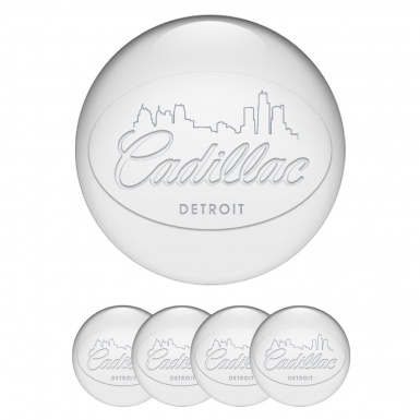 Cadillac Emblem for Wheel Center Caps Pearl White Detroit Outline
