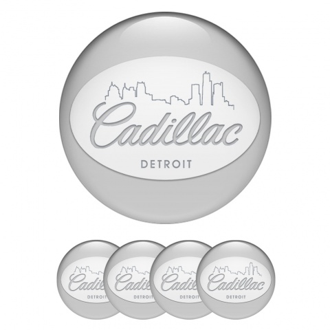 Cadillac Emblem for Wheel Center Caps Grey White Detroit Outline