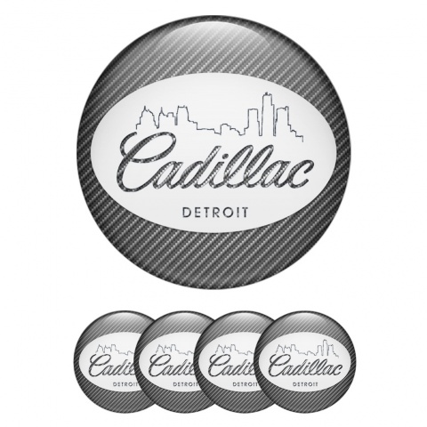 Cadillac Emblem for Center Wheel Caps Carbon White Detroit Outline