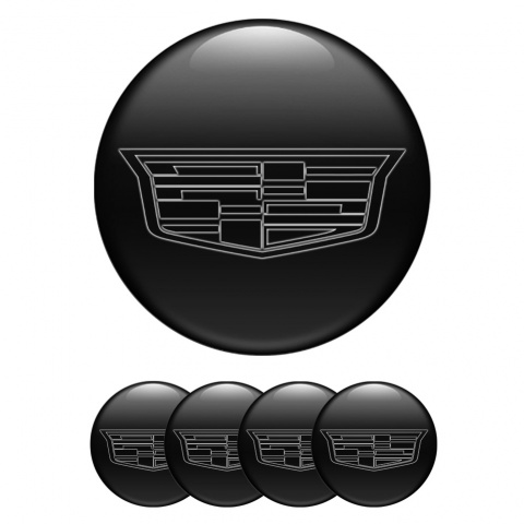 Cadillac Emblems for Center Wheel Caps Black Dark Shield