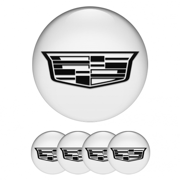 Cadillac Wheel Stickers for Center Caps White Black Shield