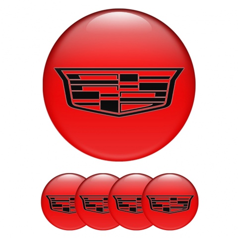 Cadillac Silicone Stickers for Center Wheel Caps Red Black Shield