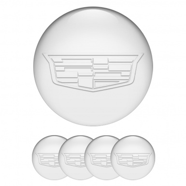 Cadillac Center Wheel Caps Stickers White Transparent Shield Logo