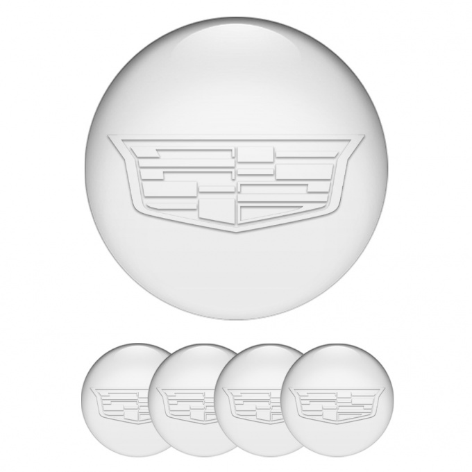 Cadillac Center Wheel Caps Stickers White Transparent Shield Logo