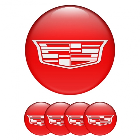 Cadillac Emblems for Center Wheel Caps Red White Shield Logo