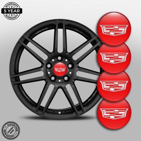 Cadillac Emblems for Center Wheel Caps Red White Shield Logo