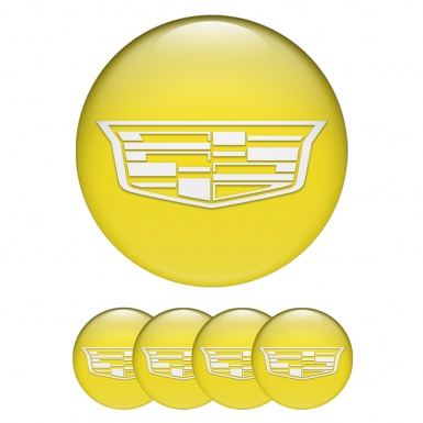 Cadillac Wheel Stickers for Center Caps Yellow White Shield Logo