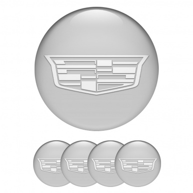 Cadillac Silicone Stickers for Center Wheel Caps Grey White Shield Logo