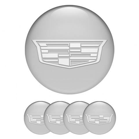 Cadillac Silicone Stickers for Center Wheel Caps Grey White Shield Logo
