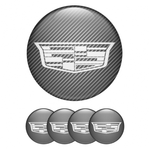 Cadillac Domed Stickers for Wheel Center Caps Carbon White Shield Logo