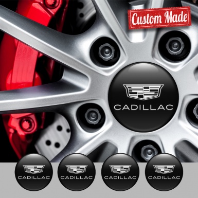 Cadillac Silicone Stickers for Center Wheel Caps Black White Symbol