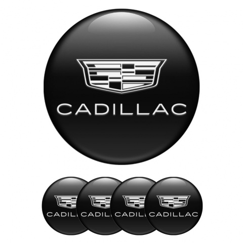 Cadillac Silicone Stickers for Center Wheel Caps Black White Symbol