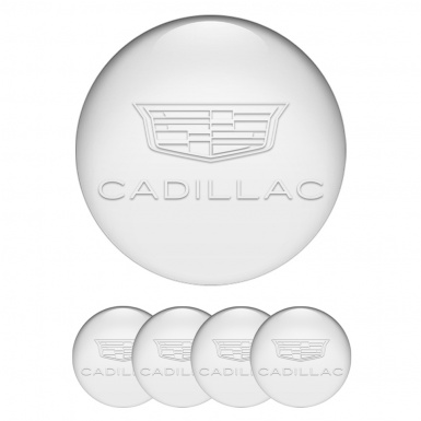 Cadillac Domed Stickers for Wheel Center Caps Pearl White Symbol