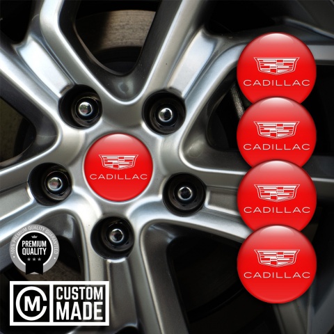 Cadillac Wheel Emblem for Center Caps Red White Symbol