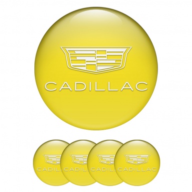 Cadillac Stickers for Wheels Center Caps Yellow White Symbol