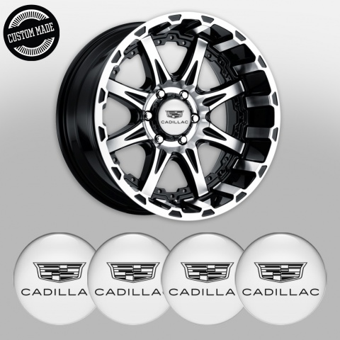 Cadillac Wheel Stickers for Center Caps White Black Symbol