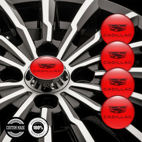 Cadillac Silicone Stickers for Center Wheel Caps Red Black Symbol
