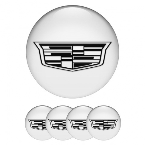 Cadillac Center Wheel Caps Stickers White Classic Logo
