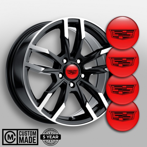 Cadillac Emblems for Center Wheel Caps Red Classic Logo