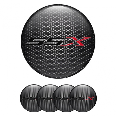 Chevrolet SSX Wheel Stickers for Center Caps Dark Mesh Red Logo