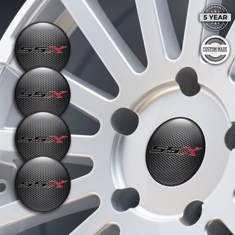 Chevrolet SSX Wheel Stickers for Center Caps Dark Mesh Red Logo